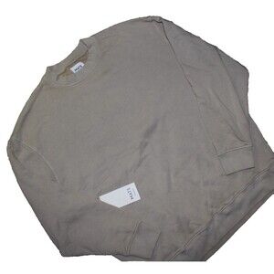 MATE THE LABEL ORGANIC OVERSIZED FLEECE CREWNECK HOODIE SWEATSHIRT FLAX XS/S NWT